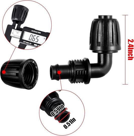 12pc 1/2“ Drip Irrigation Elbow Fittings,ANTI DROP Lock Barbed Elbow For (1/2" ID x0.6-0.63" OD) 90 Degree Elbow Connectors Drip Tubing Irrigation Fittings (12pc 1/2 inch Irrigation Elbow Fittings)