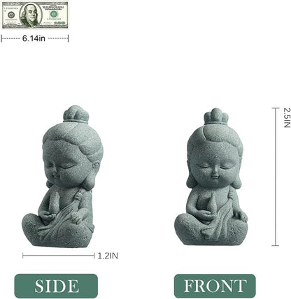 FENGSHUI-CAISHEN Small Guan Yin Statue - Handmade Stone for Meditating Zen Fish Aquarium Tank Desktop Decor, Baby Quan Yin Figurine, Kwan Yin