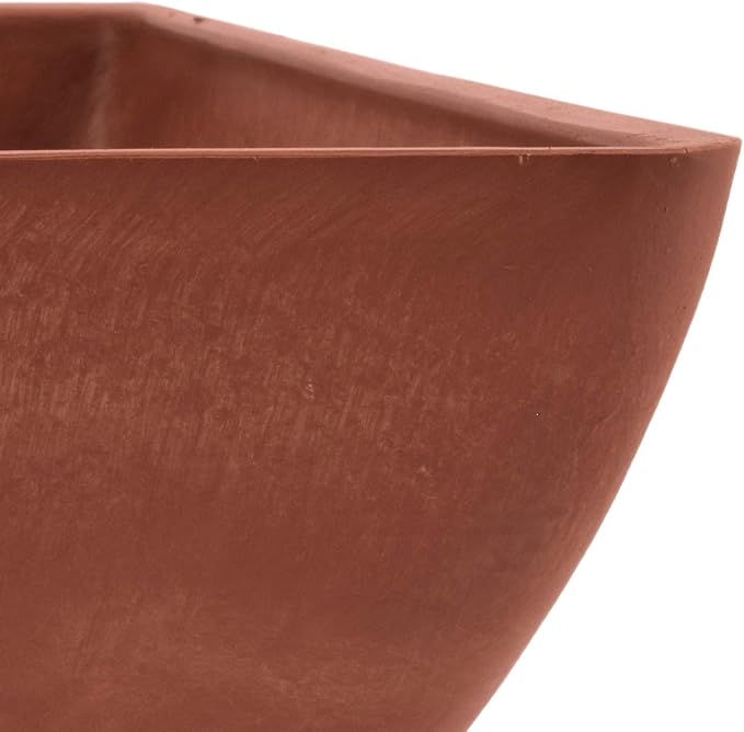 PSWPotCollectionPlastic/Stone/WoodComposite SquarePlanter NoDrainageHole (Drillable),ModernIndoor/Outer Pot for Flowers,Foliage,Succulents,FairyGardensTerra CottaColor,12 by 12 by 6-Inch(Pack of 6)