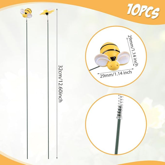 NQEUEPN Bee Garden Stakes Decor, Garden Stakes Decorative Bee on Stick Little Cute Resin Bee Yard Stakes Picks Yard Art Decorations for Outdoor Plant Pot Lawn Patio Corridor Flower Bed