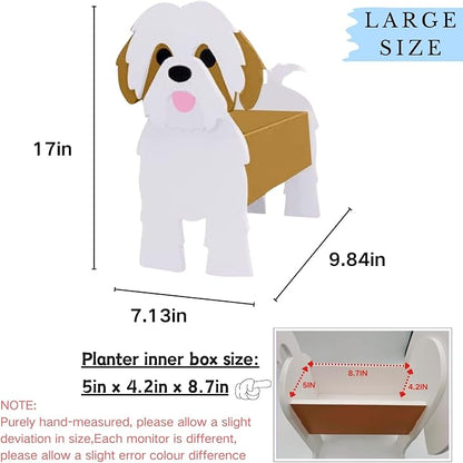 Brown Shih Tzu Dog Planter Pots, 9.84 x 9.06 x 17 Inches | Large Dog Flower Pot, Cute Animal Shaped Plant Pot, Gifts for Women & Pet Lovers, Indoor Outdoor Garden Home Office Decor