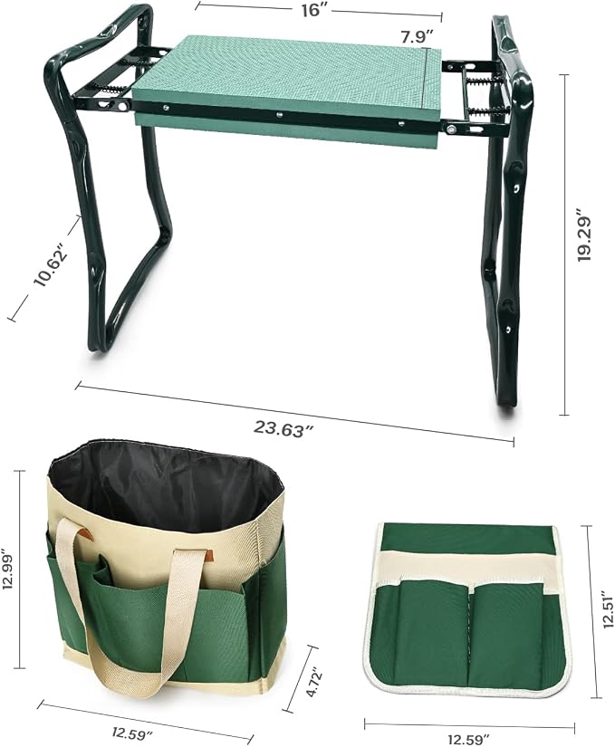 Garden Kneeler and Seat Heavy Duty, Upgraded Widened and Thickened Gardening Stools for Seniors, Foldable Gardening Bench Ergonomic Design, Effective Relief of Knee and Back Pain, Gift for Gardeners