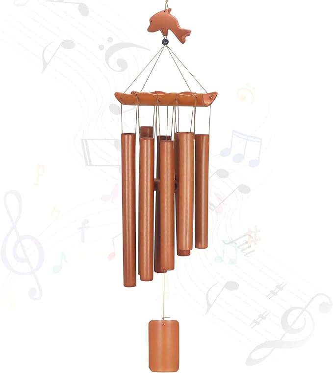 Virekm Bamboo Wind Chimes for Outside, Small Sympathy Wind Chimes Bamboo Windchimes Outdoors with Natural Sounds, Gifts Windchime Indoor Outdoor Decorations for Patio Porch Garden and Backyard