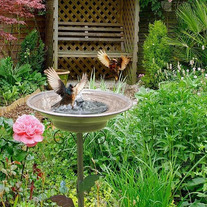 31”H Solar Bird Bath for Outside,Metal Bird Bath with Solar Fountain | Solar Fountain Bird Bath with Metal Stake,Solar Powered Bird Bath for Outdoor Garden Yard Decor