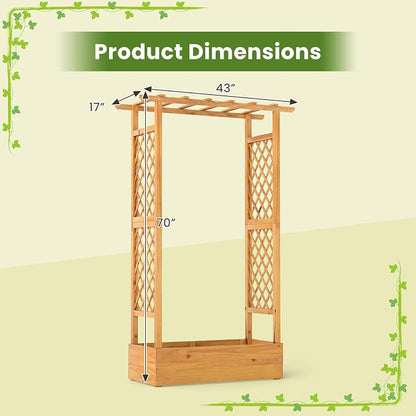 S AFSTAR 2 Pieces Wooden Raised Garden Bed with Trellis, 70" Elevated Planter Box with Hanging Roof & Open-Ended Base for Climbing Vine Flower Herb Vegetable, Outdoor Plant Container for Patio & Yard