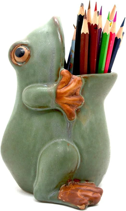 7" Ceramic Frog Shaped Plant Pot for Bonsai Flower Succulent Planter Candy Dish Pencil Holder Decor Multipurpose Green Frog Gift