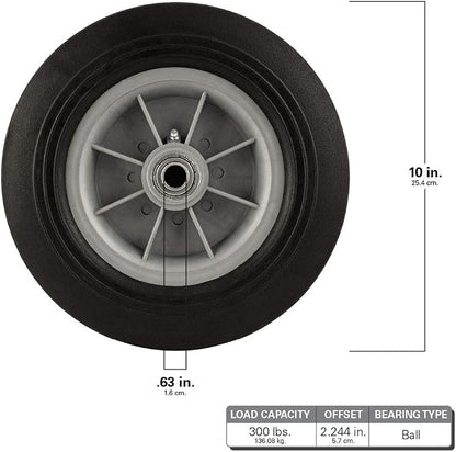 Flat Proof Replacement Wheel - 10-Inch - 300 lb. Load Capacity - For use on Wagons, Carts, & Many Other Products
