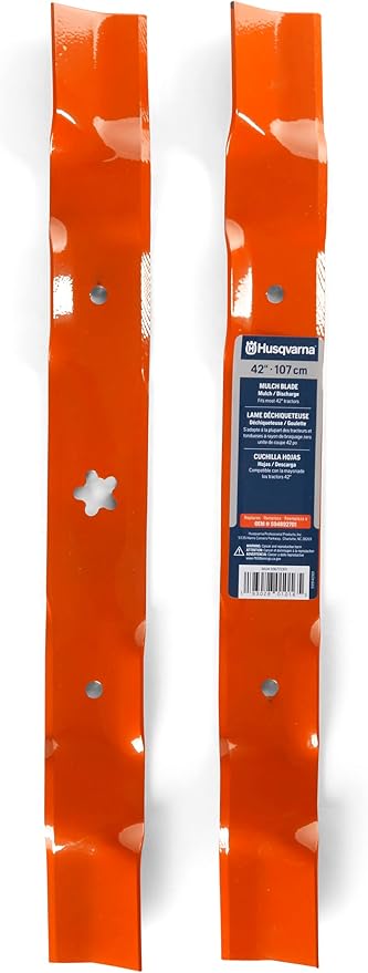 Husqvarna 42-Inch Mulching Lawn Mower Blades, Lawn Mower Parts Riding Mowers, Replacement for OEM Part No. 594892701, Orange, Pack of 2