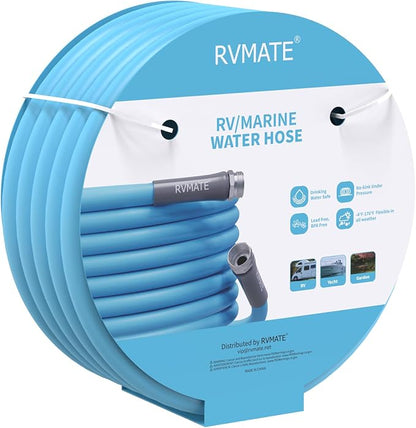 RVMATE RV Water Hose 75FT, 5/8” Inner Diameter Drinking Water Hose Lead-free, No Leaking Garden Hose For RV/Trailer/Camping, RV Accessories