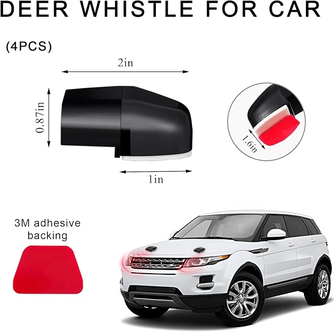 DXNQ 4 PCS Deer Whistles for Car, Avoid Collisions Deer Warning Devices with Adhesive Tapes, Universal Animal Alert Save Deer Whistles for Cars Trucks Motorcycles, Car Accessories (Black)
