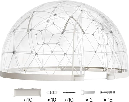 VEVOR Garden Dome Tent, 15 x 9.5 ft Clear Bubble Tent House for 12-14 Person, Waterproof PVC Geodesic Dome Greenhouse with Ventilated Window, Outdoor Igloo Tents for Patio Backyard Party Camping