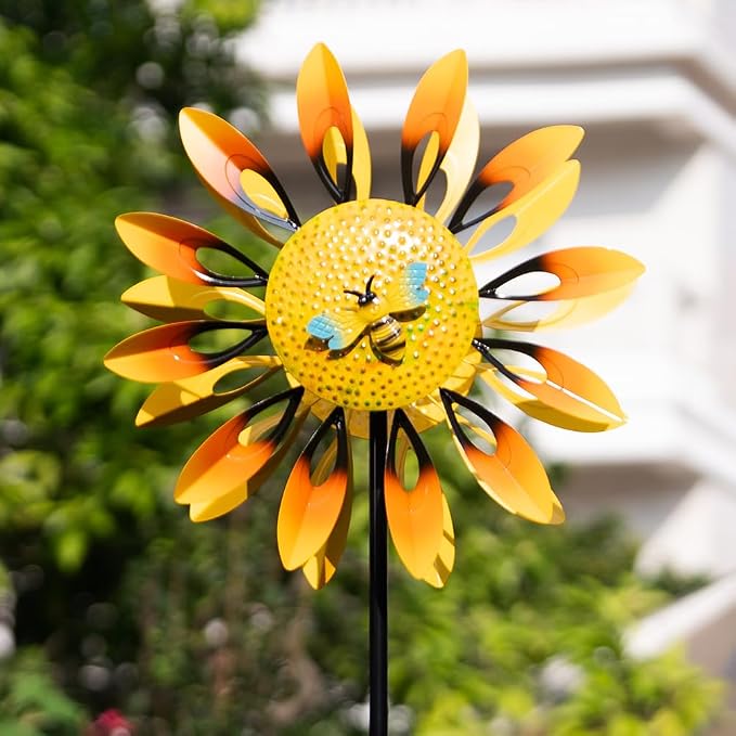 Stargarden Sunflower Wind Spinners, Large Metal Wind Sculptures | Windmill ,Yard Art,Sunflower Decor, for Yard and Garden