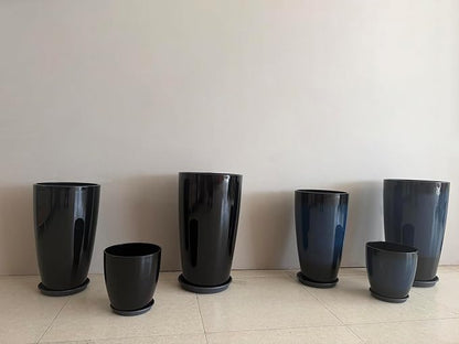 24/21/11 Inch Tall Planter Pots Garden Plastic Planters - Set of 3 for Indoor & Outdoor Use - Decorative Lightweight Flower Pots