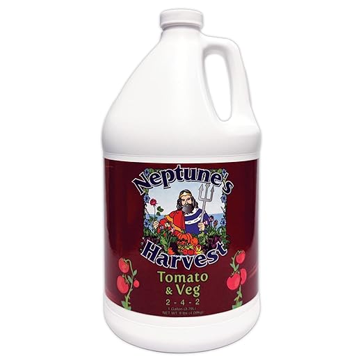Neptune’s Harvest Organic Tomato & Vegetable Plant Fertilizer (2-4-2) - Liquid Plant Food w/Fresh Fish, Seaweed, Molasses, Yucca Extract, & Humic Acids - for Vegetable Garden (Gallon)