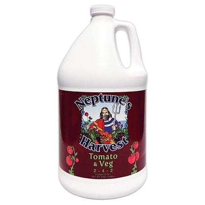 Neptune’s Harvest Organic Tomato & Vegetable Plant Fertilizer (2-4-2) - Liquid Plant Food w/Fresh Fish, Seaweed, Molasses, Yucca Extract, & Humic Acids - for Vegetable Garden (Gallon)