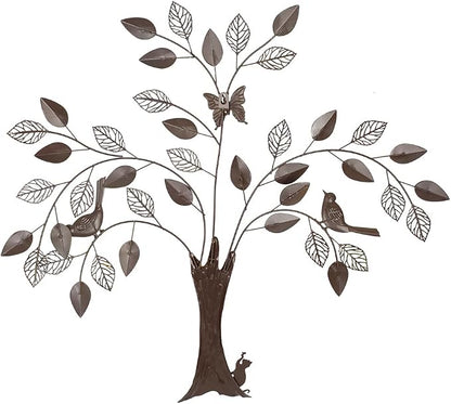 dreamskip 25" Tree of Life Metal Wall Art with Colorful Leaves and Birds, Large Metal Tree Wall Decor Sculpture Outdoor Indoor, Living Room, Patio, Fence, Bedroom, Garden Decoration