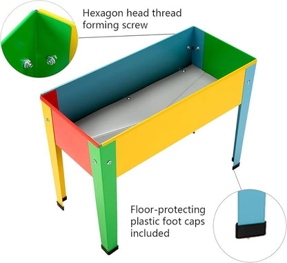 Raised Garden Bed, Garden Raised Planter Box with Legs, Galvanized Garden Planter for Herbs and Vegetables (Multi-Colored)