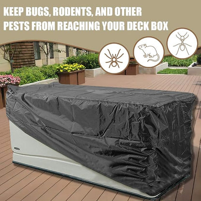Deck Box Cover Waterproof Heavy Duty Patio Storage Box with Zipper Outdoor Ottoman Bench Cover Rectangular for Keter Suncast Lifetime Rain Snow Dust Resistant