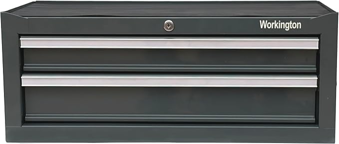 Workington Industrial 2 Drawers Portable Metal Intermediate Box, 26" Middle Tool Chest Cabinet with Ball Bearing Drawer Slides, Steel Tool Storage Box Organizer 4008 Gray