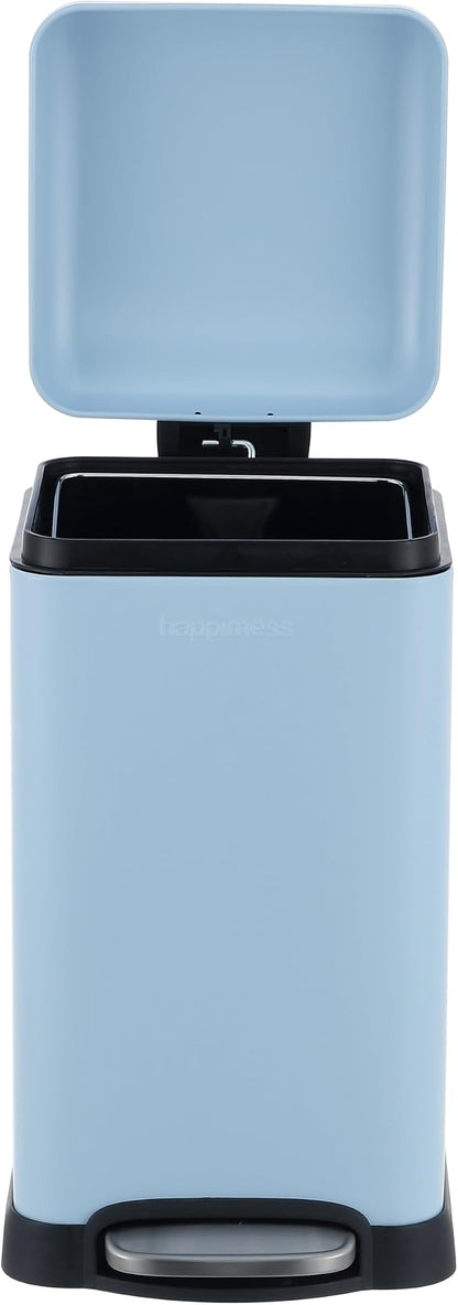 happimess HPM1012H Betty Retro Mini 3.2-Gallon Step-Open Trash Can, Fingerprint Resistant, Modern, Minimalistic for Home, Kitchen, Laundry Room, Office, Bedroom, Bathroom, Tide Pool Blue