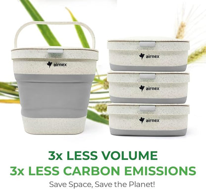 AIRNEX Collapsible Compost Bin Kitchen Counter Caddy - 1 Gallon Countertop Compost Bin with Lid Made of Wheat Straw - Odorless Kitchen Compost Bin Countertop with 20 Compost Bags and 2 Carbon Filters