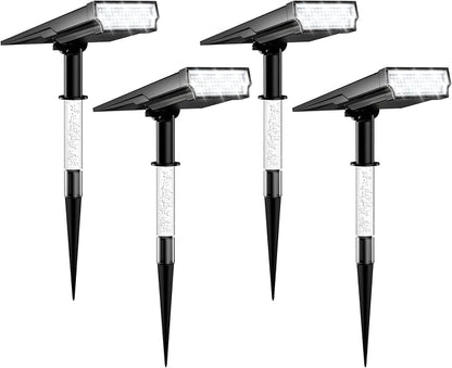 Solar Lights Outdoor Waterproof, 76-LED Super Bright Solar Flood Lights Outdoor, Dusk to Dawn Solar Spot Lights for Landscape Lighting Pathway Garden Flag Pole- Cool White, 4 Pack