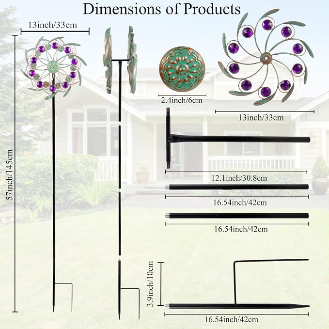 Viveta Outdoor Wind Spinners, Wind Sculpture, Windmill for Yard and Garden | Metal,Double-Sided,for Yard and Garden
