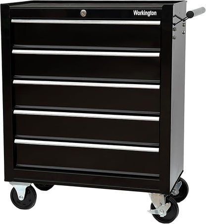 Workington Rolling Metal Tool Chest with 5 Drawers, 24" 5-Drawer Tool Chest Cabinet with Ball Bearing Drawer Slides, Steel Tool Storage Box Organizer 4101 Black