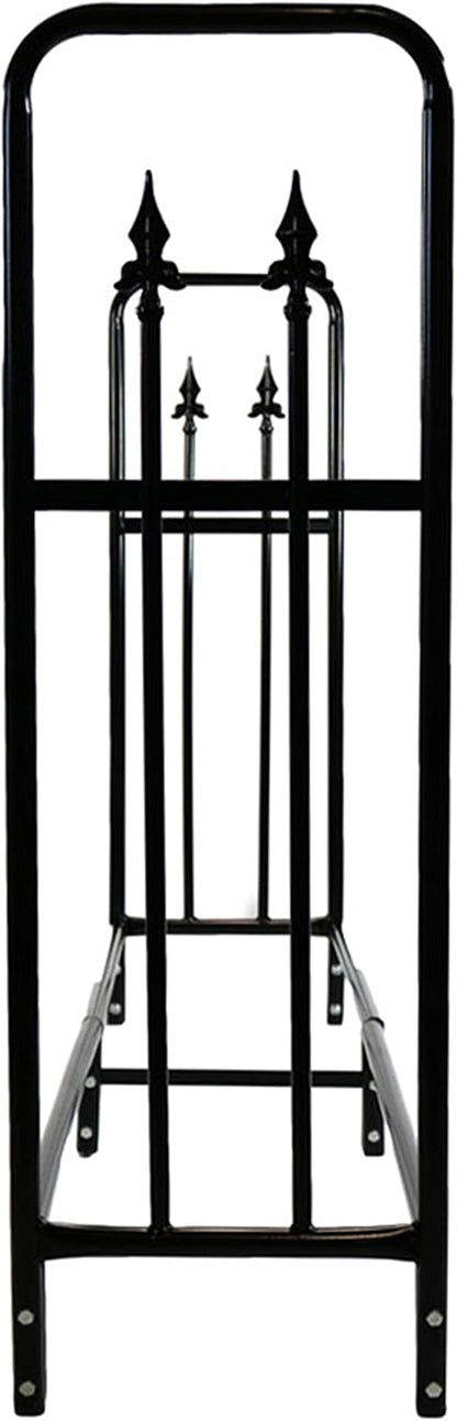 Sunnydaze Indoor/Outdoor 6-Foot Decorative Firewood Log Rack - Powder-Coated Steel Wood - Black