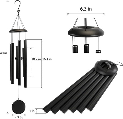 Mother's Day Large 40" Wind-Chimes-Outdoor-Deep-Tone, Soothing Melodic Tones Windchimes, Wind Chimes for Outside, Black Memorial Wind Chime Best Gift for Mom Women Grandma Neighbors