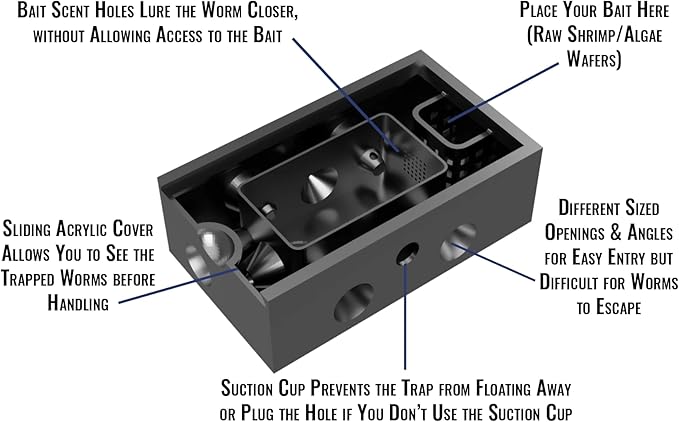 Bristle Worm Trap with Window (Black)