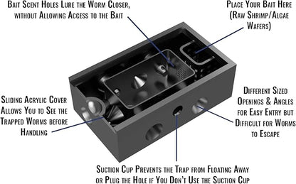 Bristle Worm Trap with Window (Black)