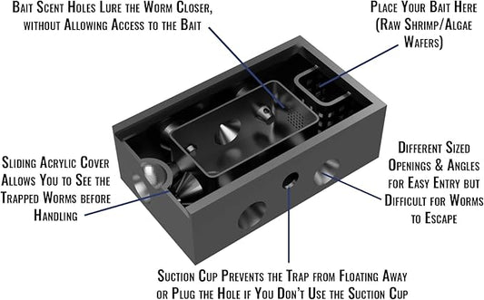 Bristle Worm Trap with Window (Black)