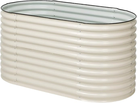 Aoodor 2-in-1 Modular Aluzinc Metal Raised Garden Bed, 63" L x 32" W x 32" H, Outdoor Planter Box for Vegetables, Flowers, and Herbs, Beige