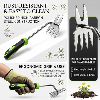 Weed Puller Tool Set - 2-Piece Hand Weeding Kit with Stainless Steel Weeder & Manganese Steel Cultivator, Precision and Power Combo for All Garden Weeds (2 PCS)