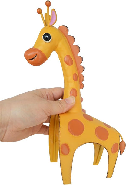 Metal Giraffe Garden Outdoor Decor or Indoor Shelf Home Decor | Outdoor Yard Decor for Patio, Flower Bed or Indoor Shelf, Whimsical Bright Yellow Home Decor Gift