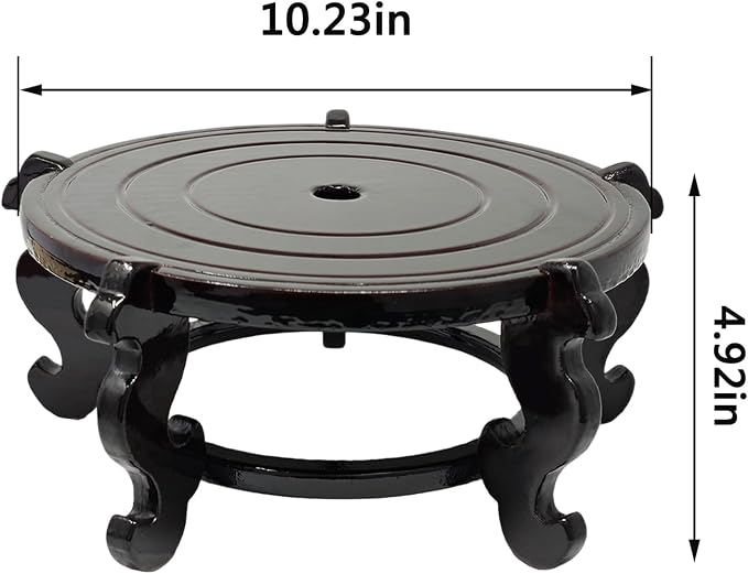 Feng Shui Chinese Wooden Fishbowl Planter Display Stand (10 Inch)