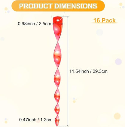 M METERXITY 16-Pack Bird Reflective Rods 11.5 Inch Spiral Bird Scare Rods Hanging Birds Deterrent Device for Yard/Patio/Garden/Farm/Decoration [Red]
