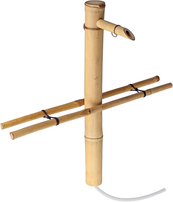 Bamboo Accents 18" Adjustable Bamboo Fountain Kit with Pump – Large Zen Water Feature for Bowls, Basins, Ponds & Backyard Gardens, Indoor/Outdoor (Container Not Included)