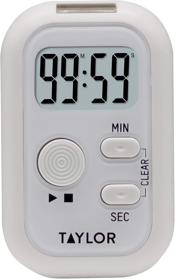 Taylor Multi-Alert (Sound, Light, Vibration) Digital Timer, Standard, White