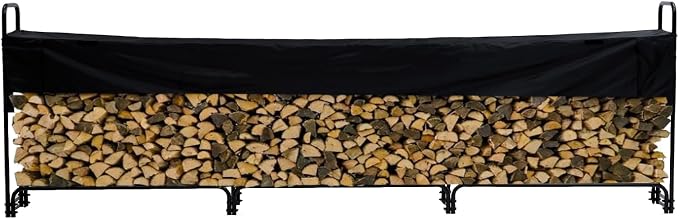 3/4 Cord Outdoor Firewood Rack with Cover, 12.5FT of Firewood, Heavy Duty Firewood Holder & Waterproof Cover for Fireplace, Patio, Log Storage Rack for Outdoor Indoor Firewood