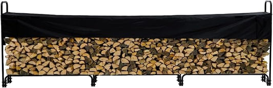 3/4 Cord Outdoor Firewood Rack with Cover, 12.5FT of Firewood, Heavy Duty Firewood Holder & Waterproof Cover for Fireplace, Patio, Log Storage Rack for Outdoor Indoor Firewood