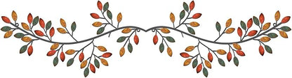 Hotop 2 Pieces Metal Tree Leaf Wall Decor Vine Olive Branch Leaf Wall Art Wrought Iron Scroll Sculptures Above the Bed, Living Room, Outdoor Decoration(Classic Style,Vintage Color)