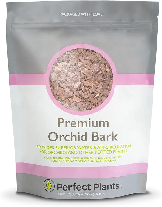 Perfect Plants Premium Orchid Bark 4qt. | Mulch Mix for Epiphytic Plants | Base for Orchid Potting Soil Substrate