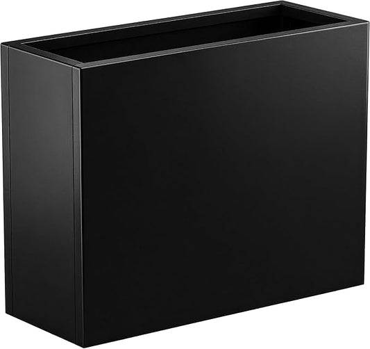 Metal Planter Box 30” x 12” x 24” for Porch, Garden, Patio, Yard | Heavy Duty Rectangle Planter Box with with Drainage Holes & Rust-Proof Coating, Modern Outdoor/Indoor Black Planter Box