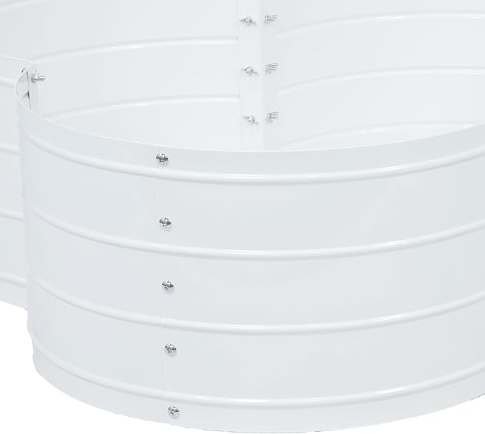 Sunnydaze Galvanized Raised Garden Bed - Outdoor Planter Box for Backyard or Patio - Steel Metal Raised Bed for Gardening Vegetables, Flowers, Herbs - 43 x 43 x 12 in - Ivory White - Clover