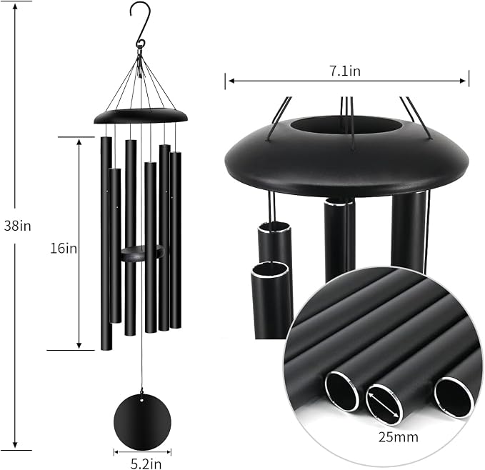 FDOCOI Wind Chimes Outdoor, 38'' Large Memorial Wind Chimes for Outside Deep Tone, Wind Chime Gifts for Garden Hanging Decor, Sympathy Gift