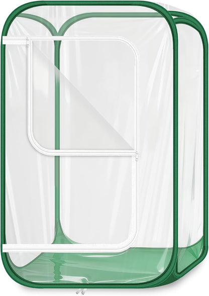 OnBrand 24.65" x 24.65" x 35.59" Portable Pop Up Greenhouse for Outdoors & Indoors, PVC Mini Greenhouse with Zipper Door & Storage Bag, Clear Plant Tent for Seedlings Flowers Vegetables