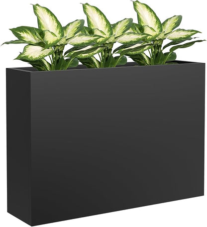 Metal Tall Planter 38" L x 10" W x 26" H | Long Rectangular Planter Box, Drainage Holes & Removable Shelf, Heavy Duty Steel Planter for Tall Plants, Flowers or Shrubs