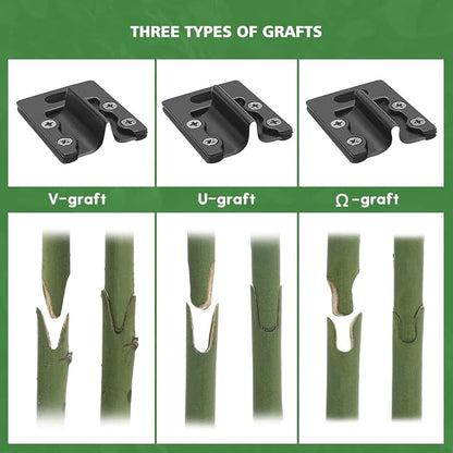 FUJIWARA 3-in-1 Garden Grafting Tool, Pruning Scissors Kit, U/V/Omega-Graft Seedling for Fruit Tree Grafting Set,Including 2X Tapes, Plant Tags,Plant Clips,Grafting Knife & Replacement Blades